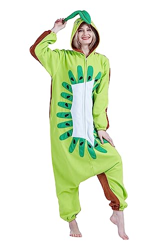 AKAAYUKO Damen Herren Jumpsuit Schlafanzug Pyjama Karneval Kostüm Weihnachten Tiere Onesie Halloween Jumpsuit Schlafanzug Faschingskostüme Overall Nachtwäsche Kiwi von AKAAYUKO