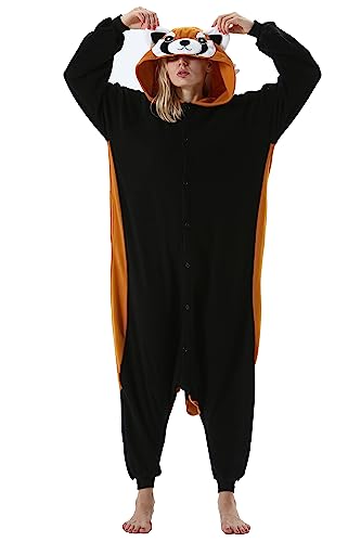 AKAAYUKO Damen Herren Karneval Kostüm Pyjama Weihnachten Tiere Onesie Halloween Jumpsuit Schlafanzug Faschingskostüme Overall Nachtwäsche Waschbär von AKAAYUKO