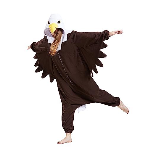 AKAAYUKO Damen Karneval Kostüm Pyjama Herren Weihnachten Halloween Jumpsuit Schlafanzug Tiere Onesie Overall Nachtwäsche Faschingskostüme Aasgeier von AKAAYUKO