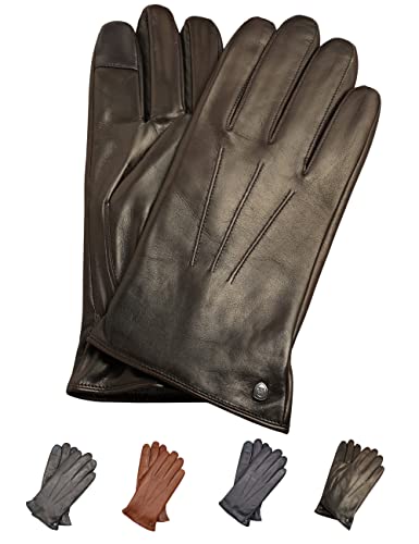 AKAROA ESTD 2019 Lederhandschuhe Herren MAX, Touchscreen Funktion, italienisches Leder, recyceltes Strickfutter aus 50% Kaschmir und 50% Wolle, 5 Größen S - XXL, schwarzbraun, XL-10 von AKAROA ESTD 2019