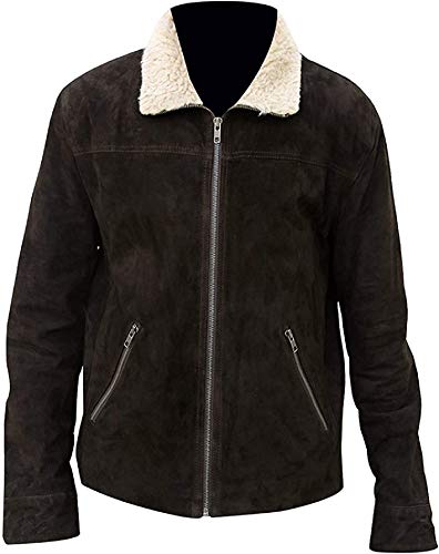 Aksah Fashion Andrew Lincoln Walking Dead Rick Grimes Wildlederjacke für Herren, braun, S von Aksah Fashion