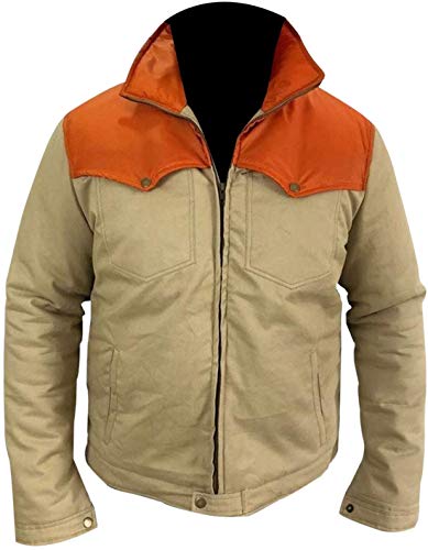 Aksah Fashion Yellowstone Kevin Costner John Dutton Leichte Jacke aus Baumwolle für Herren, khaki, XXL von Aksah Fashion