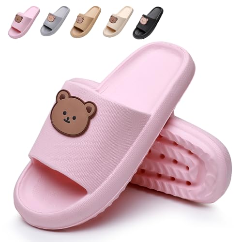 ALAIFU Badeschuhe Damen Herren Badepantoffeln Badelatschen Badeschlappen Wolken Hausschuh Schlappen Slippers Latschen Sommer Rutschfeste Garten Badelatschen Super Weich Rutschfest 36-37 Rosa von ALAIFU