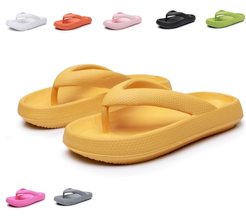 ALAIFU Badeschuhe Damen Herren Badepantoffeln Zehentreter Flip Flops Badelatschen Badeschlappen Wolken Hausschuh Schlappen Slippers Latschen Sommer Rutschfeste Garten Badelatschen Gelb 40-41 von ALAIFU