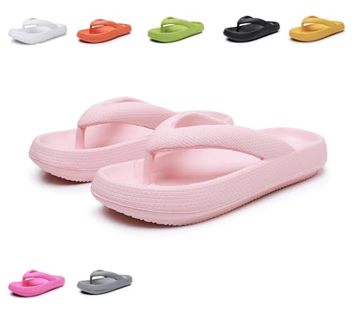 ALAIFU Badeschuhe Damen Herren Badepantoffeln Zehentreter Flip Flops Badelatschen Badeschlappen Wolken Hausschuh Schlappen Slippers Latschen Sommer Rutschfeste Garten Badelatschen Rosa 42-43 von ALAIFU