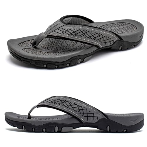 ALAIFU Flip Flops Herren Sommer Sport Dusch Schwimmbad Strand Männer Zehentrenner Sandalen Badelatschen Mit Orthopädie Arch Support Gummifußbett Größe 40-51 von ALAIFU