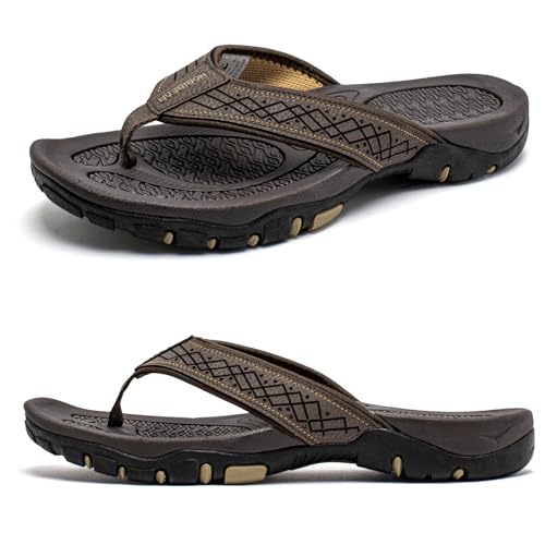 ALAIFU Flip Flops Herren Sommer Sport Dusch Schwimmbad Strand Männer Zehentrenner Sandalen Badelatschen Mit Orthopädie Arch Support Gummifußbett Größe 40-57 von ALAIFU