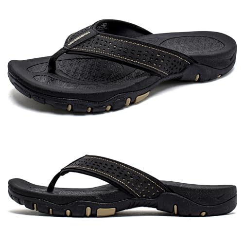 ALAIFU Flip Flops Herren Sommer Sport Dusch Schwimmbad Strand Männer Zehentrenner Sandalen Badelatschen Mit Orthopädie Arch Support Gummifußbett Größe 40-57 von ALAIFU