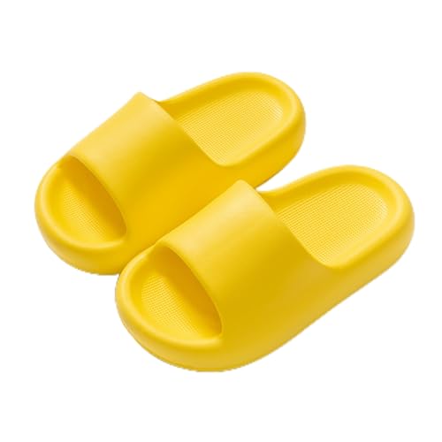 ALAIFU Kinder Badelatschen Badeschlappen Hausschuhe Jungen MäDchen Rutschfest Dusch Badeschuhe Kinder Pantoletten Kinder Clogs Gartenschuhe Kinder Pantoletten Kinder Gelb 24-25 von ALAIFU