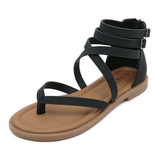 ALAIFU RöMersandalen Damen Bequem Sandals Damen Summer Pantoletten Schlappen Damen Elegant Schicke Sandalen Flach Riemchen Sandalen Damen von ALAIFU