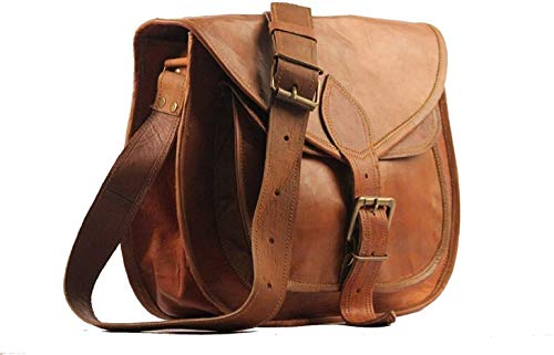 ALASKA EXPORTS Damen Echtleder Schultertasche Crossbody Sattel Tablet Retro Rustikal Vintage Tasche (22,9 x 28,9 cm), braun, 9 X 11 X 3.5 inch von ALASKA EXPORTS