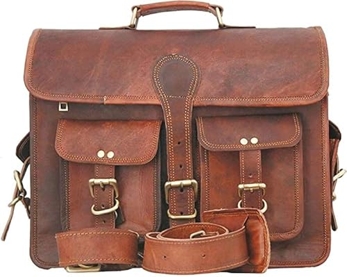 ALASKA EXPORTS Leder-Kuriertasche, Laptop-Tasche, Aktentasche, Umhängetasche, handgefertigt, Laptop-Tasche (33 x 45,7 cm, 12,7 cm) von ALASKA EXPORTS