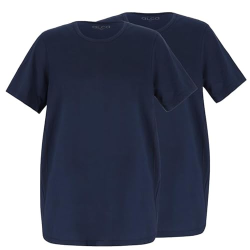 ALCA Fashion 100% Baumwolle Authentic T-Shirt Herren 2er Set | Für Männer mit Übergröße Bauchumfang | O-Ausschnitt/Rundhals | Perfekt sitzendes T-Shirt für größeren Taillenumfang | Marineblau 3XL ALCA Fashion 100% Baumwolle Authentic T-Shirt Herren 2er Set | Für Männer mit Übergröße Bauchumfang | O-Ausschnitt/Rundhals | Perfekt sitzendes T-Shirt für größeren Taillenumfang | Marineblau 3XL von Alca Fashion