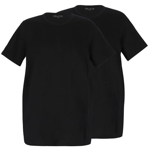 ALCA Fashion 100% Baumwolle Authentic T-Shirt Herren 2er Set | Für Männer mit Übergröße Bauchumfang | O-Ausschnitt/Rundhals | Perfekt sitzendes T-Shirt für größeren Taillenumfang | Schwarz 3XL ALCA Fashion 100% Baumwolle Authentic T-Shirt Herren 2er Set | Für Männer mit Übergröße Bauchumfang | O-Ausschnitt/Rundhals | Perfekt sitzendes T-Shirt für größeren Taillenumfang | Schwarz 3XL von Alca Fashion