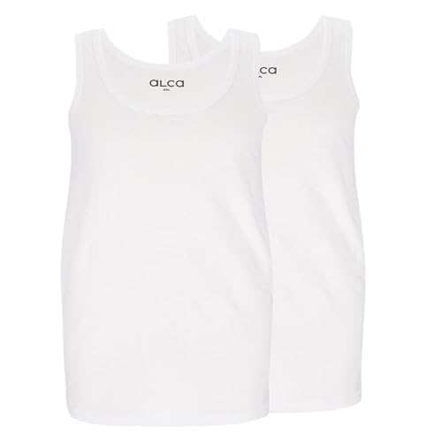 Alca Fashion 100% Baumwolle Unterhemd Herren 2er Set | Für Männer mit Übergröße Bauchumfang | Classic Singlet | Tank Top | O-Neck/Rundhals | Ärmelloses Hemd für größeren Taillenumfang | Weiss 6XL Alca Fashion 100% Baumwolle Unterhemd Herren 2er Set | Für Männer mit Übergröße Bauchumfang | Classic Singlet | Tank Top | O-Neck/Rundhals | Ärmelloses Hemd für größeren Taillenumfang | Weiss 6XL von Alca Fashion