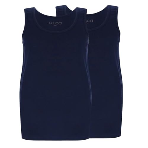 ALCA Fashion 100% Baumwolle Unterhemd Herren 2er Set | Für Männer mit Übergröße Bauchumfang | Classic Singlet | Tank Top | O-Neck/Rundhals | Hemd für größeren Taillenumfang | Marineblau 7XL ALCA Fashion 100% Baumwolle Unterhemd Herren 2er Set | Für Männer mit Übergröße Bauchumfang | Classic Singlet | Tank Top | O-Neck/Rundhals | Hemd für größeren Taillenumfang | Marineblau 7XL von Alca Fashion