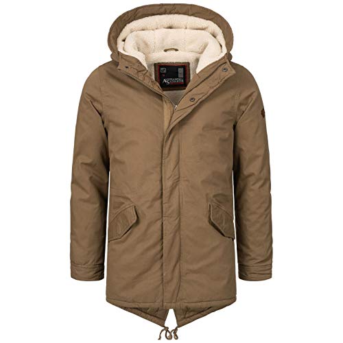 A. Salvarini warme Herren Designer Winter Parka Teddyfell gefüttert Winterjacke [AS-138-Camel-Gr.XL] von ALESSANDRO SALVARINI