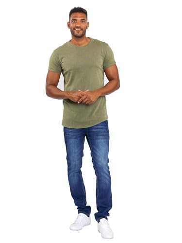 Herren Designer Sommer Shirt Rundhals Kurzarm T-Shirt AS318 [AS-318-Olive-Gr.M] von ALESSANDRO SALVARINI