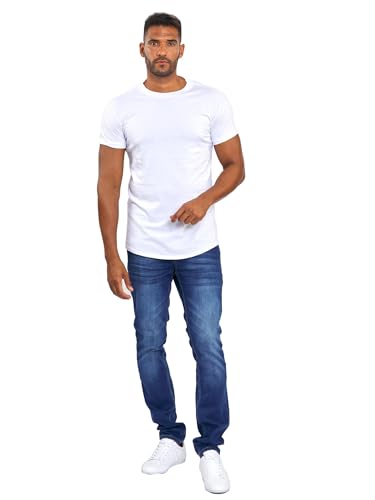 Herren Designer Sommer Shirt Rundhals Kurzarm T-Shirt AS318 [AS-318-Weiss-Gr.L] von ALESSANDRO SALVARINI