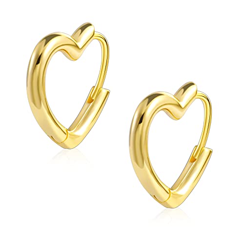 ALEXCRAFT Herz Creolen Gold Damen Klein Goldener Ohrringe Vergoldet Huggie Hoops Geschenk für Frauen Freundin Mama Mädchen von ALEXCRAFT