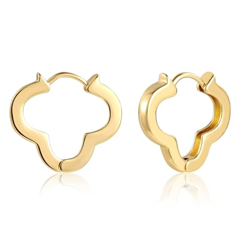 ALEXCRAFT 14K Blumen Ohrringe Gold Creolen Geometrie Vergoldete Ohrringe Geschenk für Frauen Freundin Mama Mädchen von ALEXCRAFT