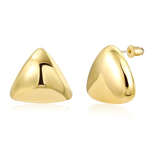 ALEXCRAFT 14K Dreiecke Tropfen Ohrringe Gold Creolen Chunky Goldene Ohrringe Damen Geschenk für Frauen Freundin Mama Mädchen von ALEXCRAFT