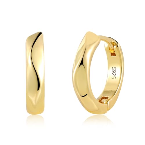 ALEXCRAFT 14K Chunky Ohrringe Gold Creolen Klein Damen Geometrie Goldener Ohrringe Vergoldete Geschenk für Frauen Freundin Mama Mädchen von ALEXCRAFT