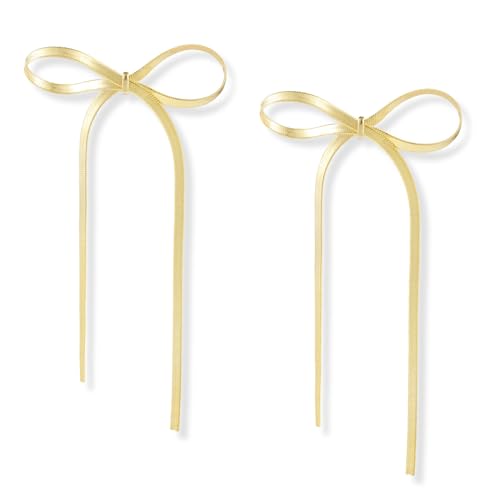 ALEXCRAFT Schleifen Ohrringe Gold Ohrstecker Damen 14K Bow Earrings Vergoldete Ohrringe Geschenk für Frauen Freundin Mama Mädchen von ALEXCRAFT