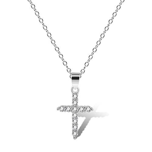 ALEXCRAFT Kreuz Kette Silber Halskette für Damen Mädchen Cubic Zirkonia Silberkette mit Kreuz Geschenk für Frauen Freundin Mama Mädchen von ALEXCRAFT