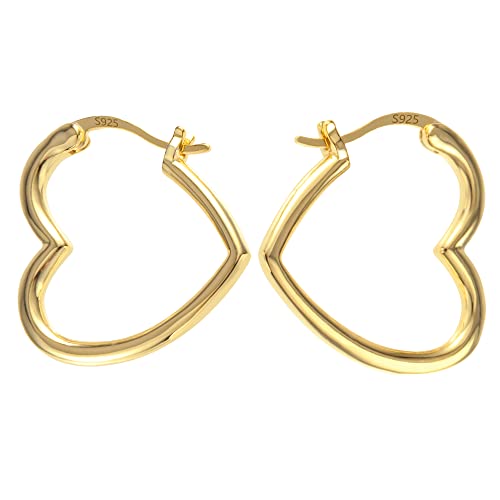 ALEXCRAFT Herz Creolen Gold Ohrringe Silber 925 Klein Goldene Ohrringe Damen 14K Ohrringe Herz Gold Heart Hoop Earrings for Women von ALEXCRAFT