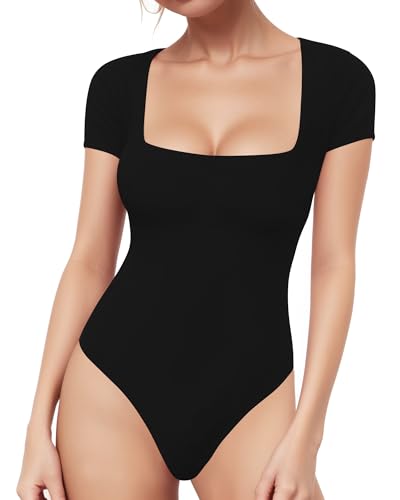 ALGALAROUND Bodys für Damen Kurzarm Women Bodysuit Mit Eckiger Ausschnitt Party Sexy Elegant Basic Bodys T-Shirt Top Oberteile Damenbody Bodies für Sommer Party Going Out ALGALAROUND Bodys für Damen Kurzarm Women Bodysuit Mit Eckiger Ausschnitt Party Sexy Elegant Basic Bodys T-Shirt Top Oberteile Damenbody Bodies für Sommer Party Going Out von ALGALAROUND