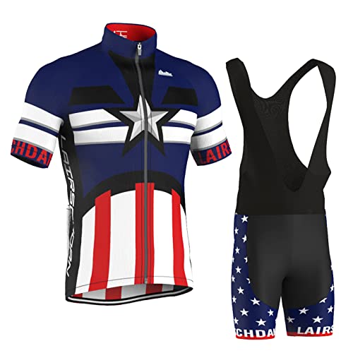 Fahrradbekleidung Herren|Radtrikot Männer Sommer|Radsportanzug Kurzarm Set,MTB Fahrradtrikot Cycling Oberteil und Radhose mit 9D Gel Sitzpolster,Bike Bekleidung Atmungsaktiv Schnell Trocknen(10,4XL) von ALIHONG