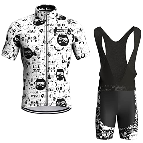 Fahrradbekleidung Herren|Radtrikot Männer Sommer|Radsportanzug Kurzarm Set,MTB Fahrradtrikot Cycling Oberteil und Radhose mit 9D Gel Sitzpolster,Bike Bekleidung Atmungsaktiv Schnell Trocknen(4,5XL) von ALIHONG