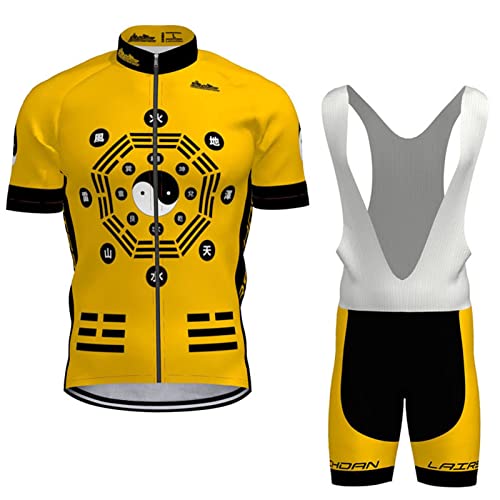 Fahrradbekleidung Herren|Radtrikot Männer Sommer|Radsportanzug Kurzarm Set,MTB Fahrradtrikot Cycling Oberteil und Radhose mit 9D Gel Sitzpolster,Bike Bekleidung Atmungsaktiv Schnell Trocknen(6,5XL) von ALIHONG