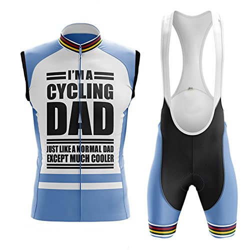 Radtrikot Herren Fahrradbekleidung Sommer|Radsportanzug Ärmellos Set Fahrradweste Anzug|Radweste Männer,Atmungsaktiv MTB Fahrradtrikot Sleeveless Oberteil und Radhose mit 9D Gel Sitzpolster(15,M) von ALIHONG