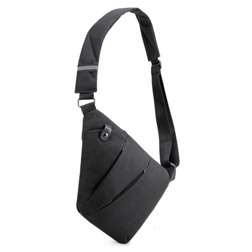 Diebstahlsichere Reisetasche: Anti-Theft Sling Bag - Wasserdichte Sicherheitstasche Reise - Brusttasche Crossbody für Damen und Herren - Umhängetasche Bodybag Rechtshänder (Schwarz) von ALINILA