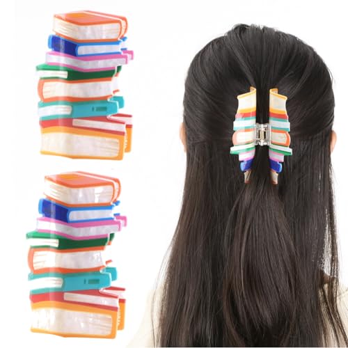 ALINUOYQ ALINUOYQ 1/2 Stück Buch-Haarklammern, zurück zu den Haarspangen, lustige Haarspangen, kreative bunte Buch-Haarspange für Buchliebhaber, Lehrer ALINUOYQ ALINUOYQ 1/2 Stück Buch-Haarklammern, zurück zu den Haarspangen, lustige Haarspangen, kreative bunte Buch-Haarspange für Buchliebhaber, Lehrer von ALINUOYQ