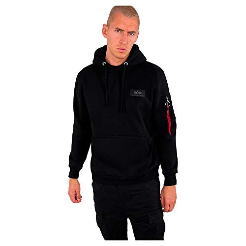 ALPHA INDUSTRIES Herren Back Hoody Foil Print Kapuzensweat Kapuzenpullover, Black/Shiny Gold, S von ALPHA INDUSTRIES