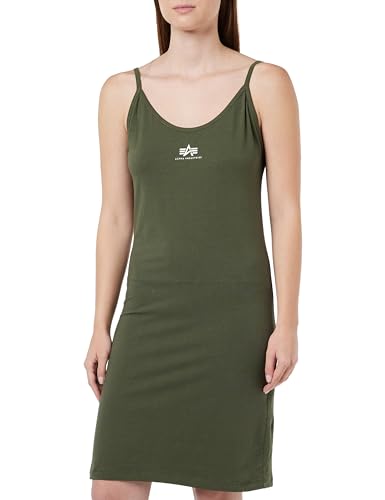 Alpha Industries Damen Basic Dress Small Logo Wmn Lässiges Freizeitkleid Kleid, Dark Olive, Large von ALPHA INDUSTRIES