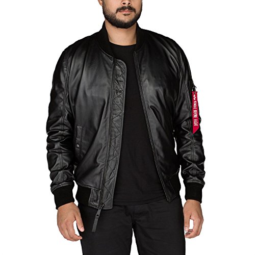 Alpha Industries Herren MA-1 Leather LW II Lederjacke, Schwarz, L von ALPHA INDUSTRIES