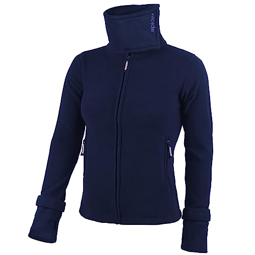 ALPIDEX Damen Fleecejacke Hoher Stehkragen Daumenlöcher Tailierte Winter Fleece Jacke Antipilling Warm Weich Full Zip Fleecepullover Microfleece Wandern Outdoor, Größe:M, Farbe:Navy von ALPIDEX