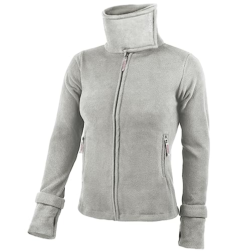 ALPIDEX Damen Fleecejacke Hoher Stehkragen Daumenlöcher Tailierte Winter Fleece Jacke Antipilling Warm Weich Full Zip Fleecepullover Microfleece Wandern Outdoor, Größe:XL, Farbe:Grey von ALPIDEX