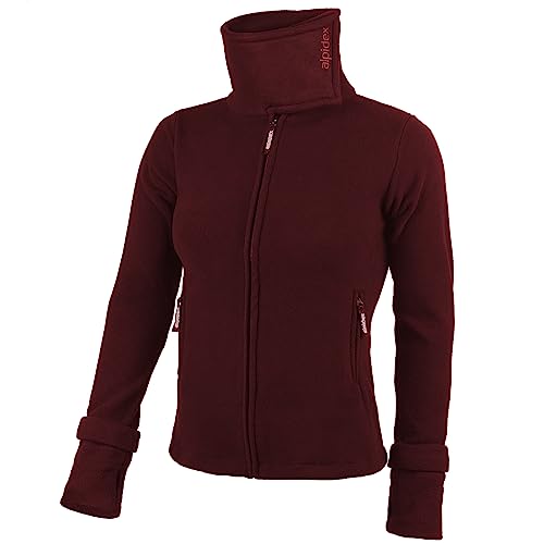 ALPIDEX Damen Fleecejacke Hoher Stehkragen Daumenlöcher Tailierte Winter Fleece Jacke Antipilling Warm Weich Full Zip Fleecepullover Microfleece Wandern Outdoor, Größe:XXL, Farbe:Bordeaux von ALPIDEX