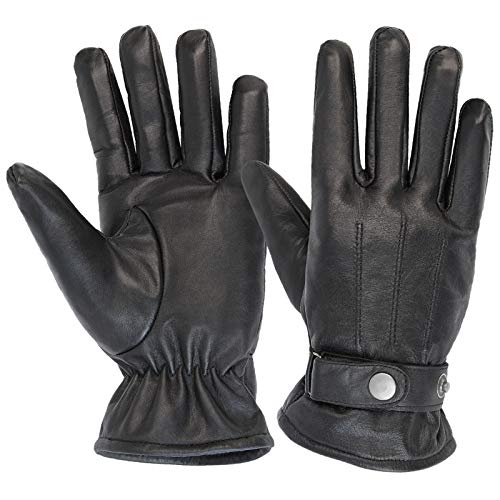 ALPIDEX Herren Lederhandschuhe Echtleder Warm Gefüttert Leder Handschuhe Winterhandschuhe Handschuh schwarz braun Herbst Winter, Größe:M, Farbe:black von ALPIDEX