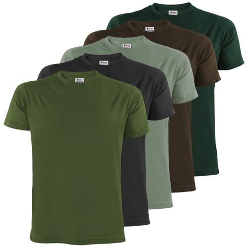 ALPIDEX Herren T-Shirts 5er Set Rundhals einfarbig S M L XL XXL 3XL 4XL 5XL, Größe:XXL, Farbe:Forest von ALPIDEX