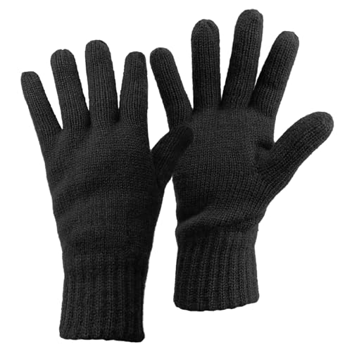 ALPIDEX Thermo Strickhandschuhe Thinsulate Gefütterte Warme Winter Outdoor Sport Feinstrick Handschuhe Strickbund Hautfreundlich Atmungsaktiv Unisex Damen Herren, Größe:S, Farbe:Black von ALPIDEX