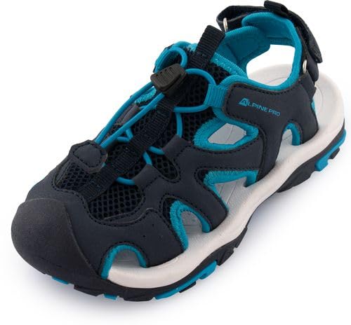 ALPINE PRO LAMEGO Unisex Kinder Trekkingsandalen, Wandersandalen, Outdoor Sandalen, Wanderschuhe, Sommerschuhe, Trekkingschuhe, Luftiger Schnitt, Geschützte Zehenpartie (Blau,28) von ALPINE PRO SPORTSWEAR & EQUIPMENT