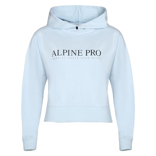 Alpine PRO JEFEWA Stylisches Damen Weiß Crop Hoodie, Baumwoll Sweatshirt, Sweatjacke, Kapuzenpullover, Kapuzenjacke, Sommerjacke, Frühling Jacke, Ideal für Stadt und Natur (L) von ALPINE PRO SPORTSWEAR & EQUIPMENT