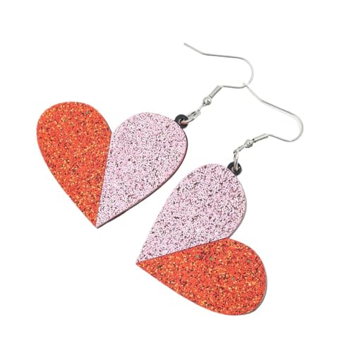 Acryl-Ohrringe Für Damen, Glitzernd, Zweifarbig, Herz-Tropfen-Ohrring Für Damen Und Mädchen, Acryl, Romantischer Herz-Anhänger, Ohrringe, Schmuck, Party-Geschenke, Orange von ALTCIRNMD