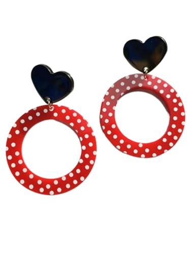 Klassische Polka Dot Hohle Runde Acryl Damen Ohrringe Rot Weiß Polka Dot Tropfen Ohrringe Modeschmuck Braut Hochzeit Ohrringe Für Frauen, Schwarz von ALTCIRNMD